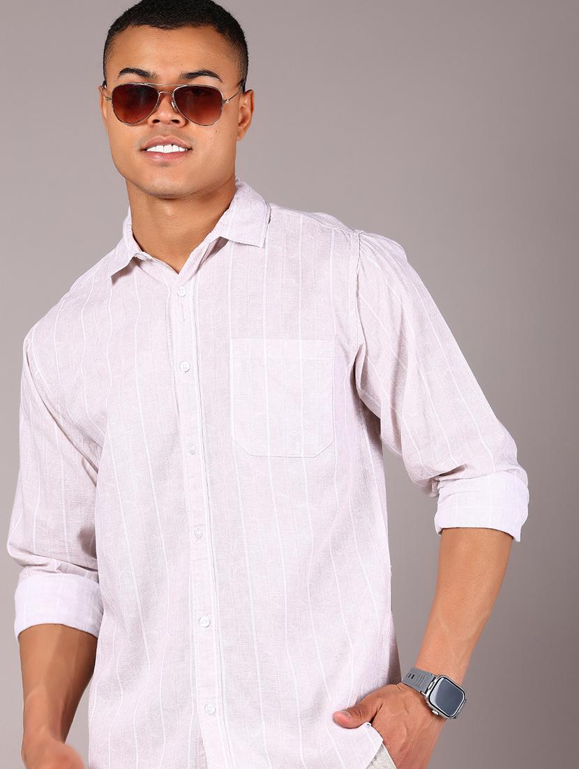 men striped collared long sleeve casual shirt - 21922780 - Zoom Image - 0