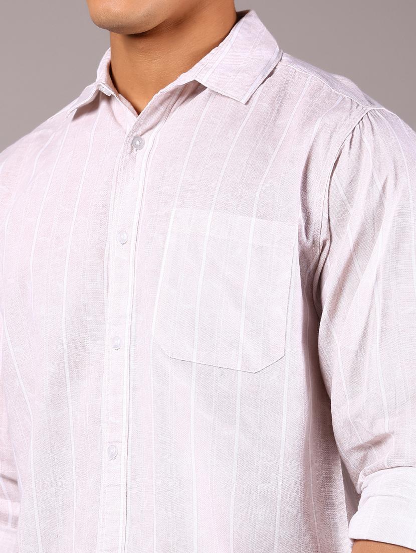 men striped collared long sleeve casual shirt - 21922780 - Standard Image - 4