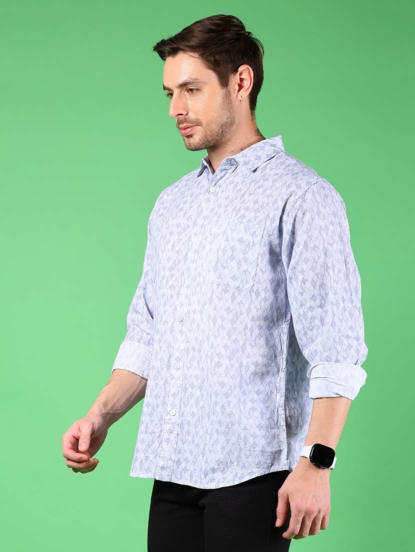 men printed collared long sleeve casual shirt - 21922781 -  Standard Image - 1