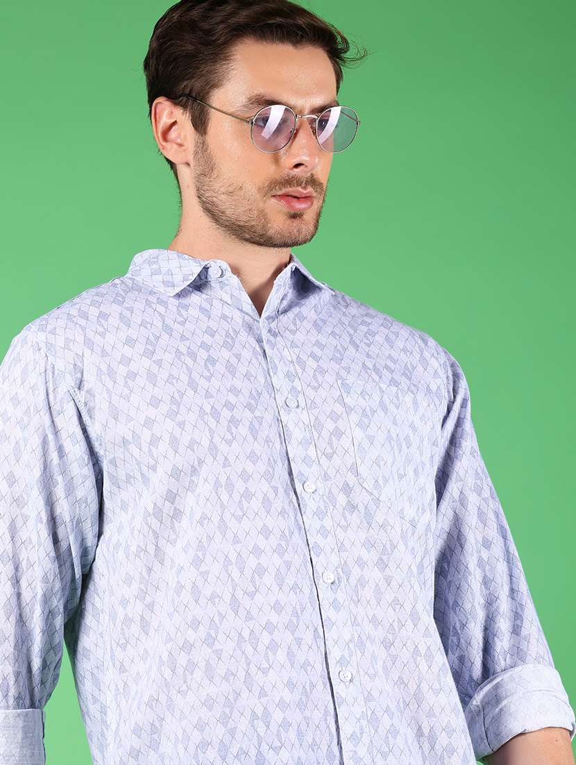 men printed collared long sleeve casual shirt - 21922781 -  Standard Image - 4