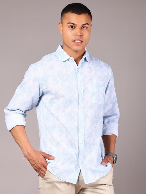 men printed collared long sleeve casual shirt - 21922782 - Standard Image - 0