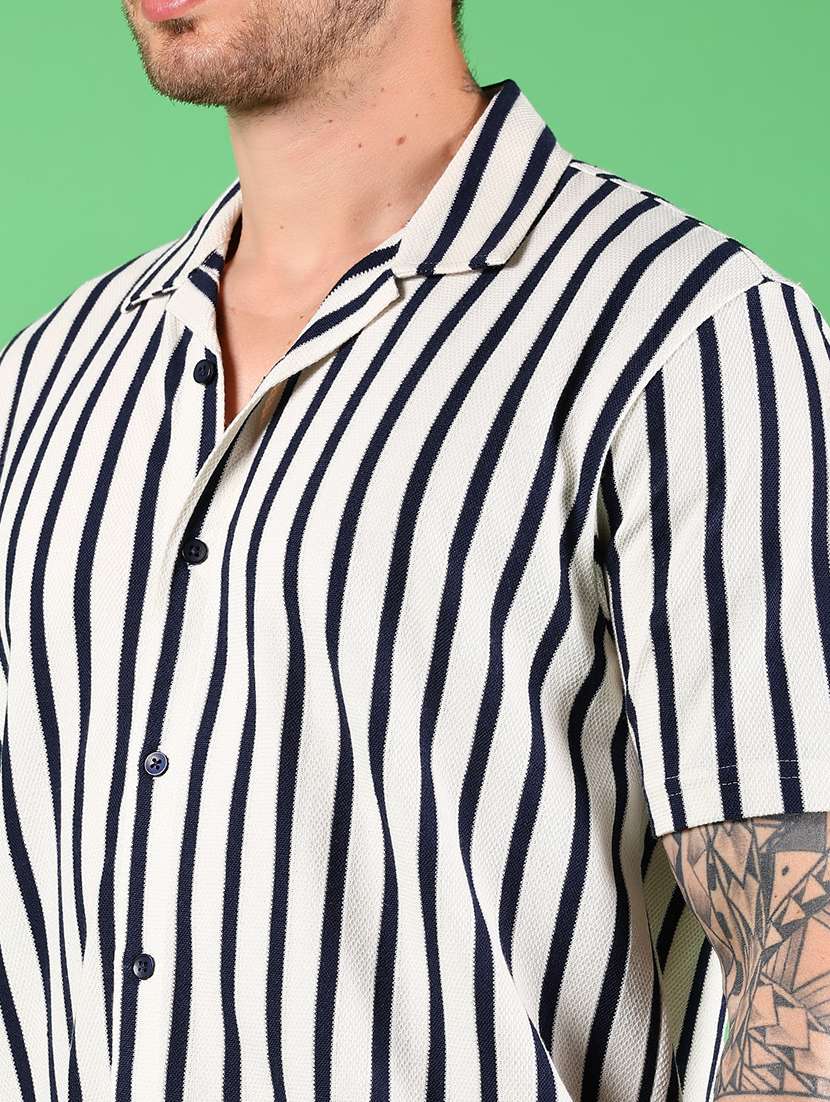 men striped collared short sleeves casual shirt - 21922789 -  Standard Image - 4