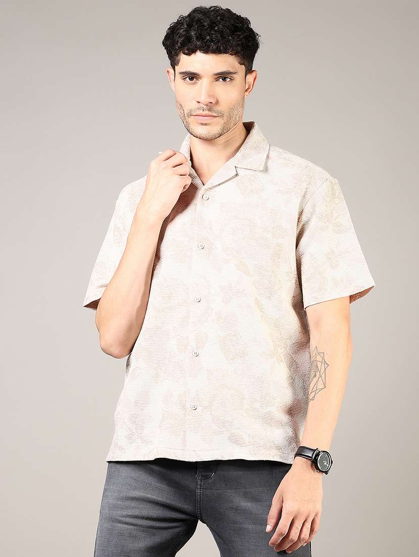 men printed cuban collared long sleeves shirt  - 21922799 -  Standard Image - 1