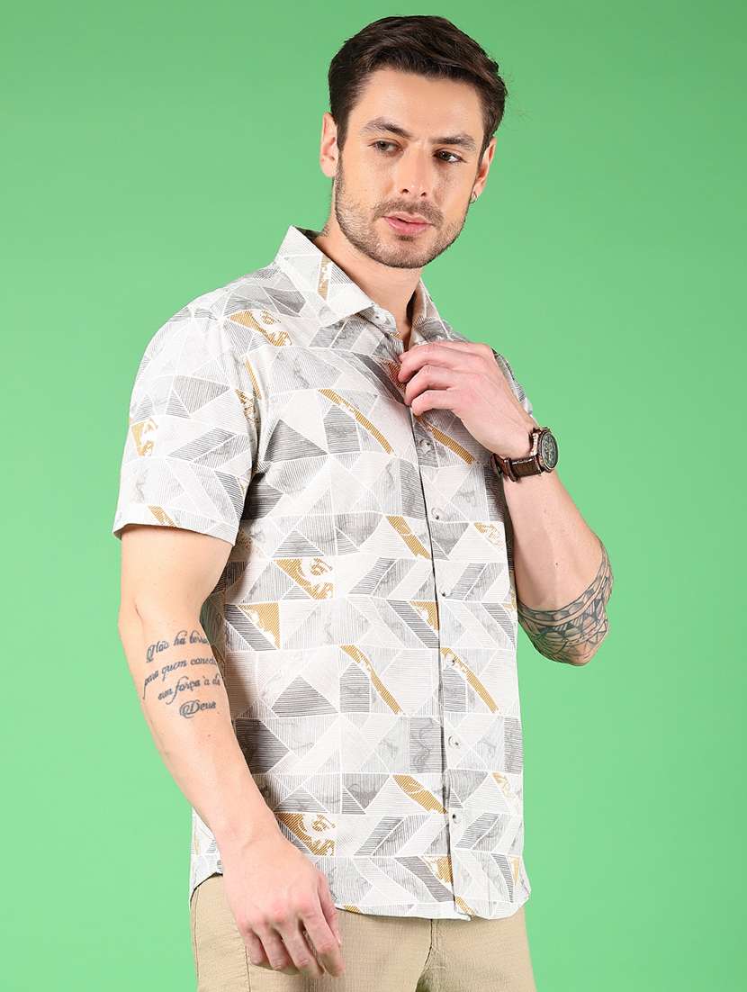 men geometric printed short sleeve casual shirt - 21922802 -  Standard Image - 1