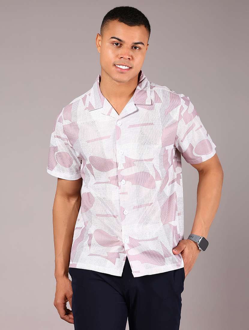 men printed cuban collared short sleeve shirt - 21922804 -  Standard Image - 1