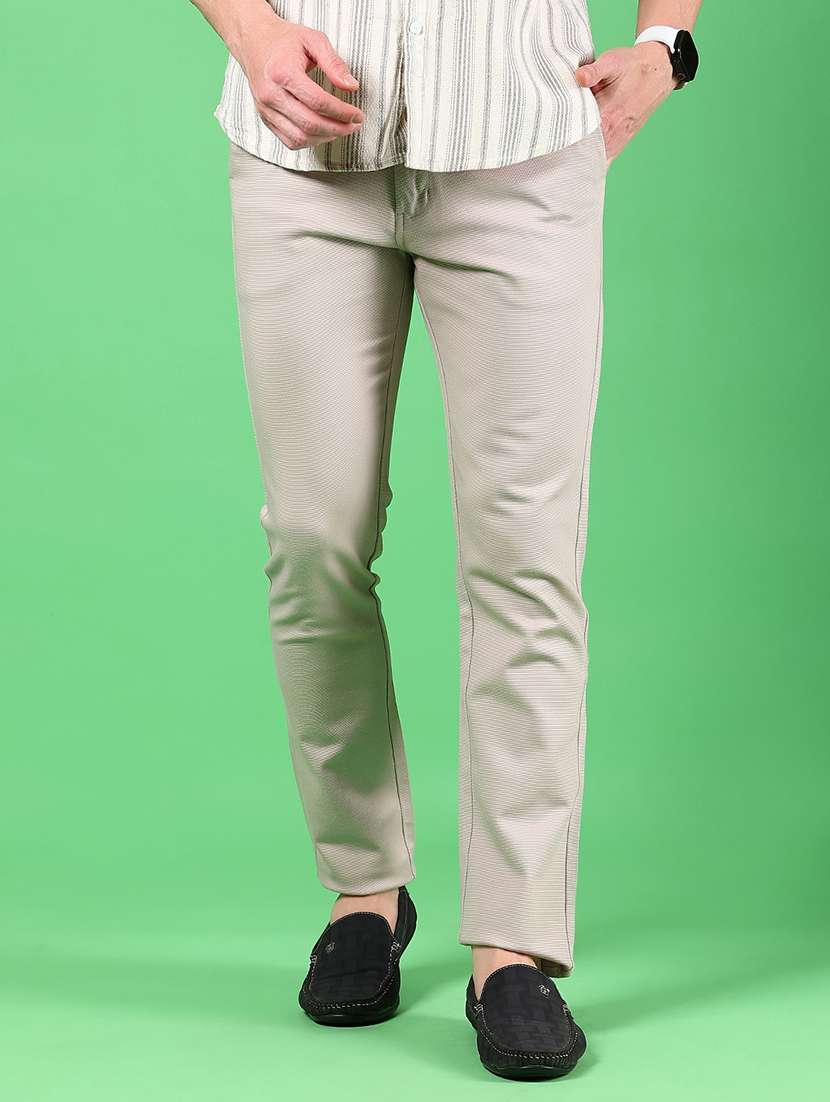 men solid mid rise slim fit chinos  - 21922880 -  Standard Image - 1