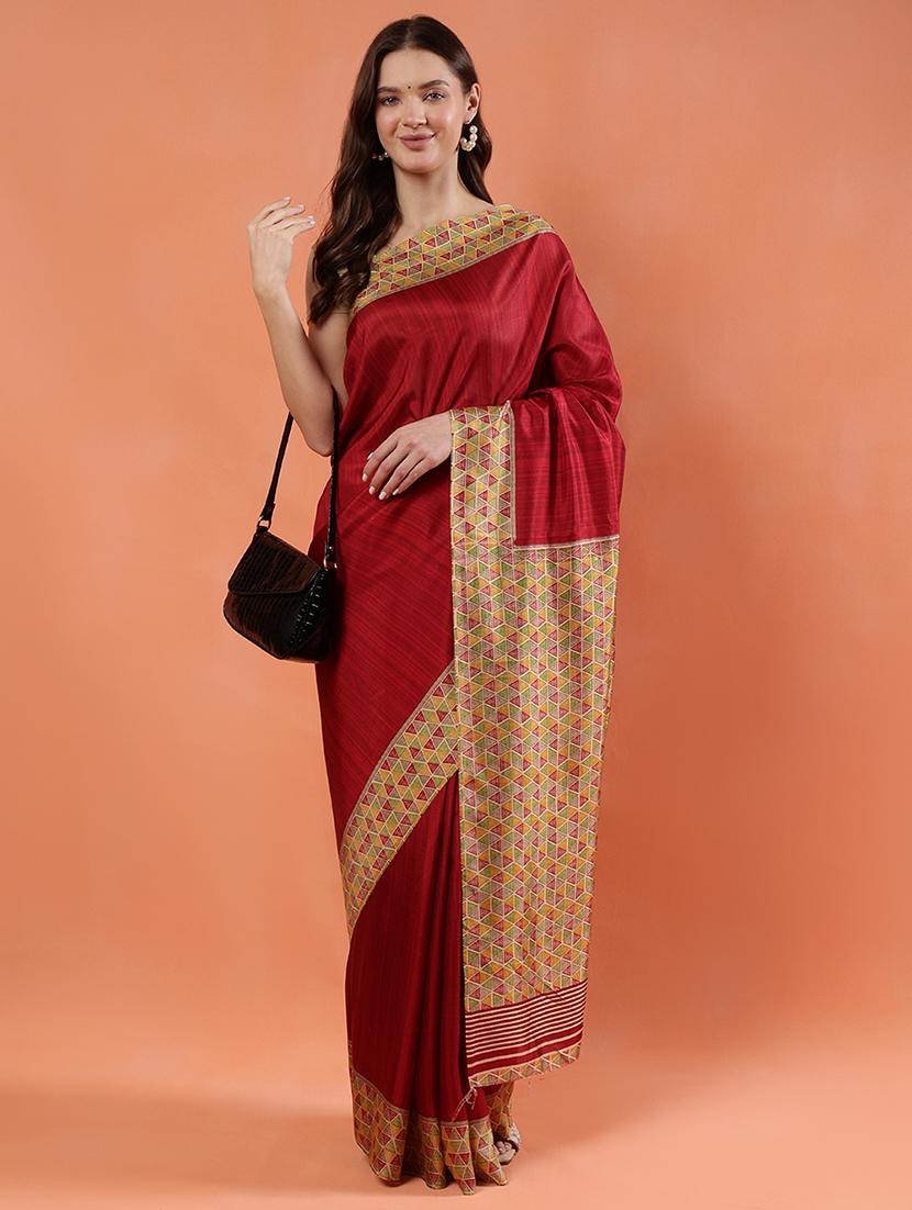 women red printed saree with blouse - 21922914 - Standard Image - 1