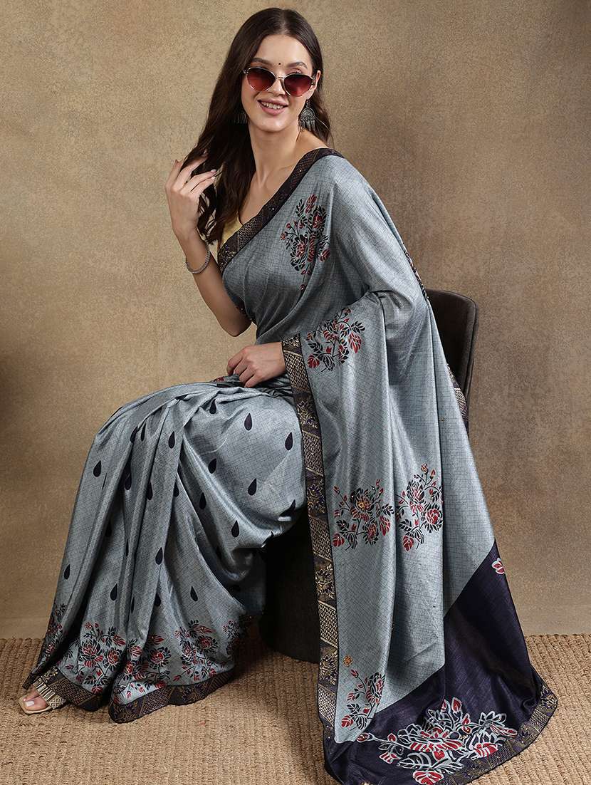 women printed casual wear saree with blouse - 21922915 -  Standard Image - 4
