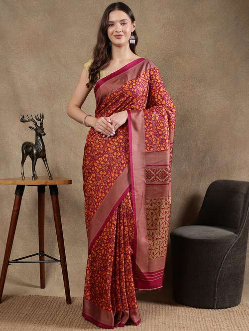women printed casual wear saree with blouse - 21922925 -  Standard Image - 0