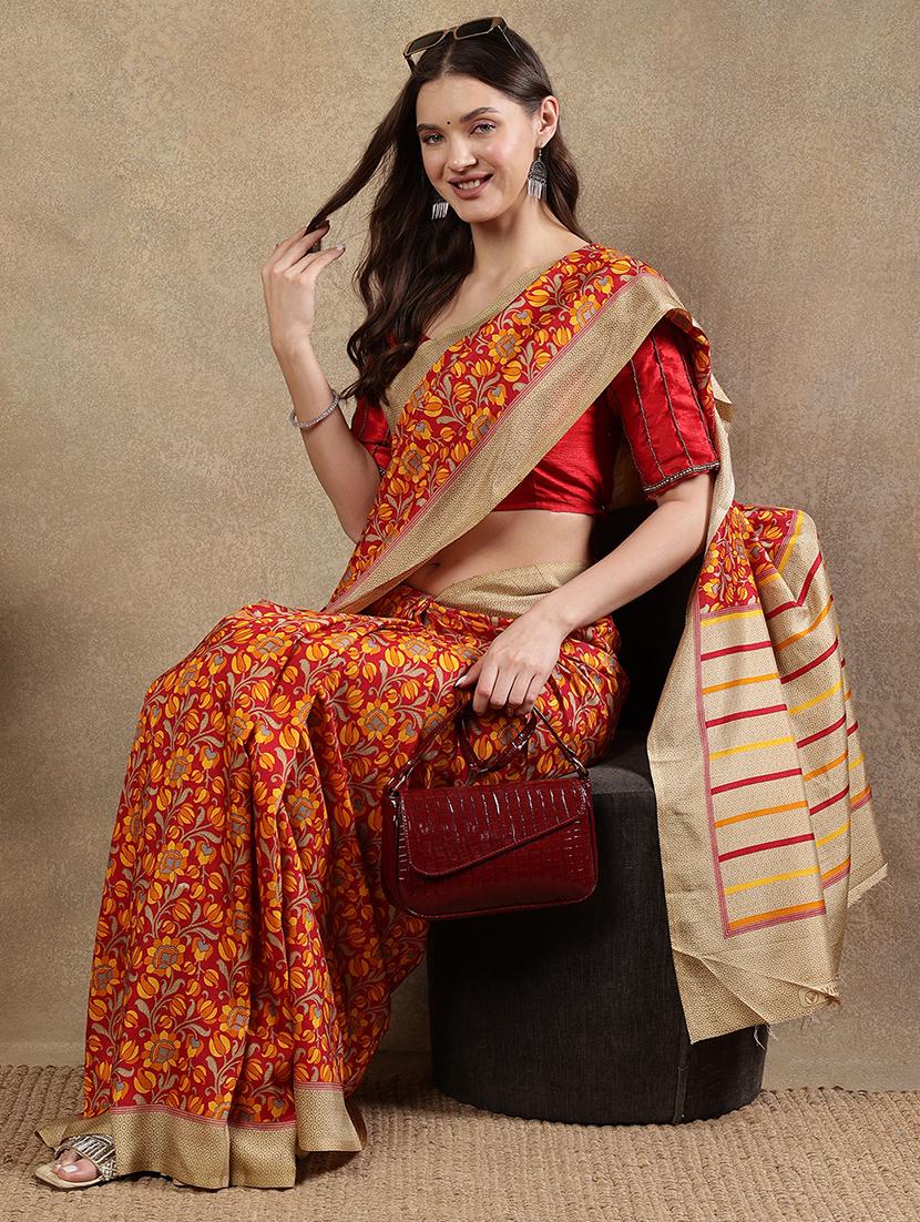 women printed casual wear saree with blouse - 21922927 - Standard Image - 4