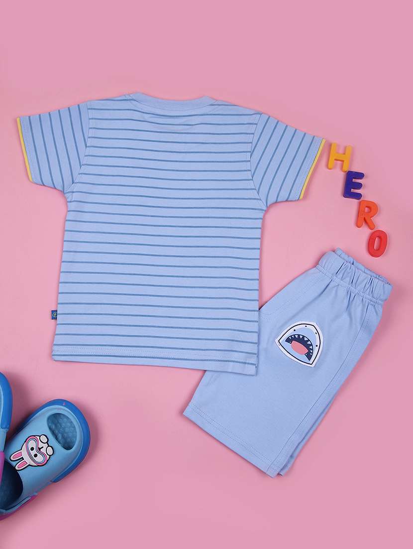 boys striped t-shirt & shorts casual wear set - 21923123 -  Standard Image - 1