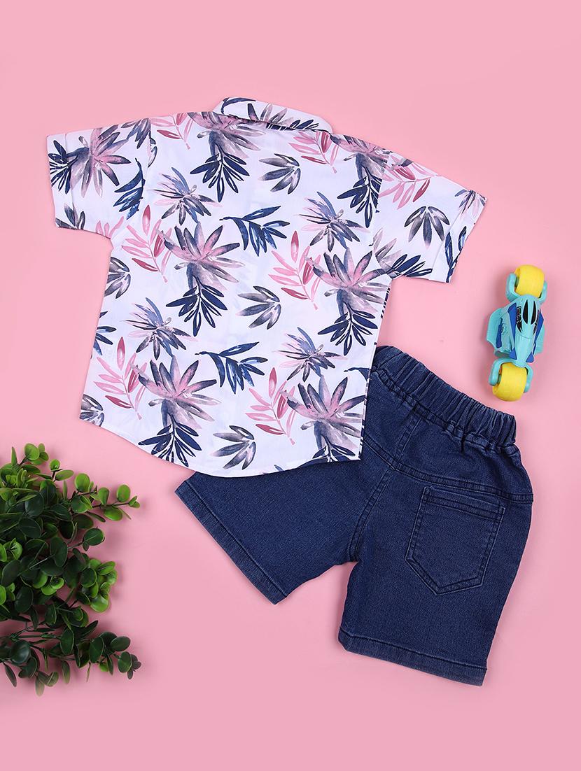 boys printed shirt & shorts casual wear set - 21923125 - Standard Image - 1