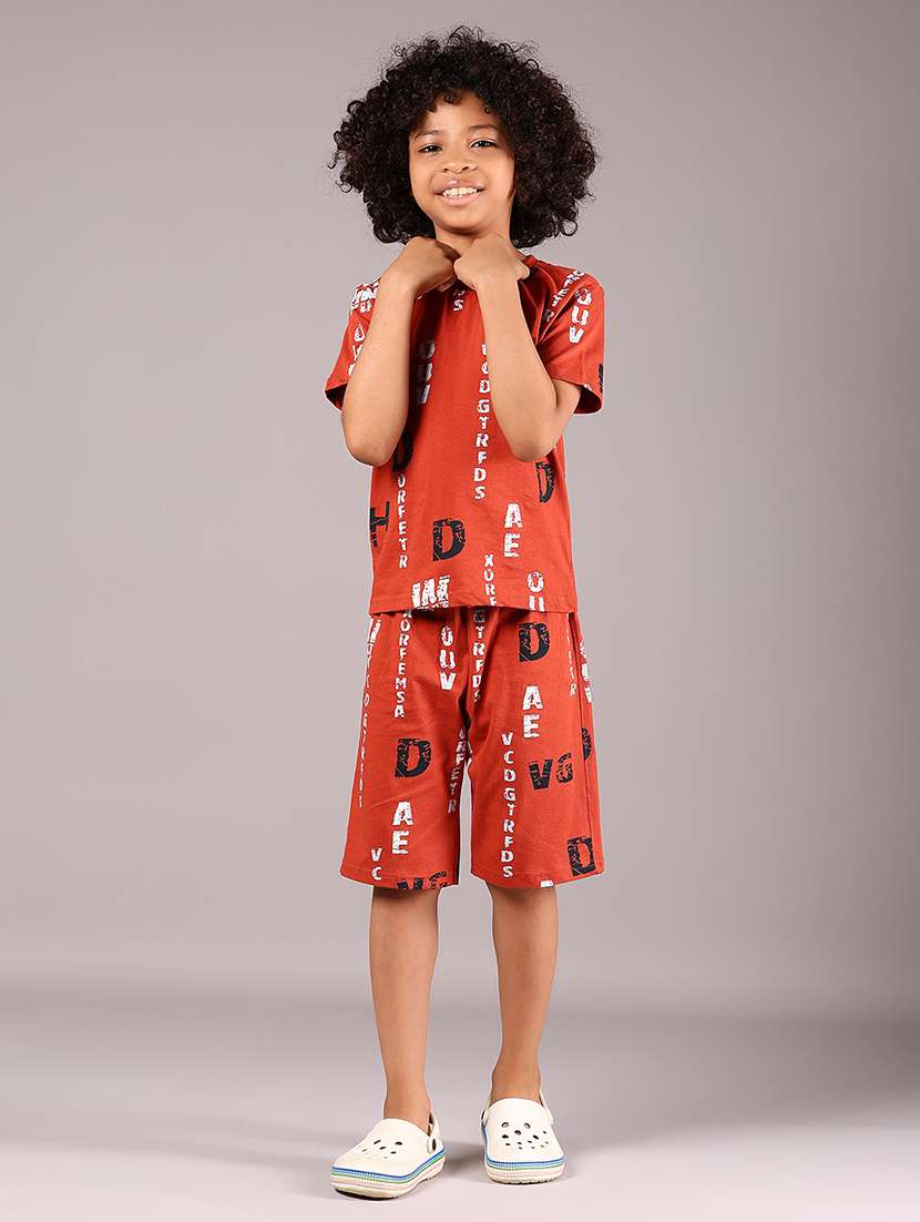 boys printed t-shirt & shorts co-ords set - 21923133 -  Standard Image - 1