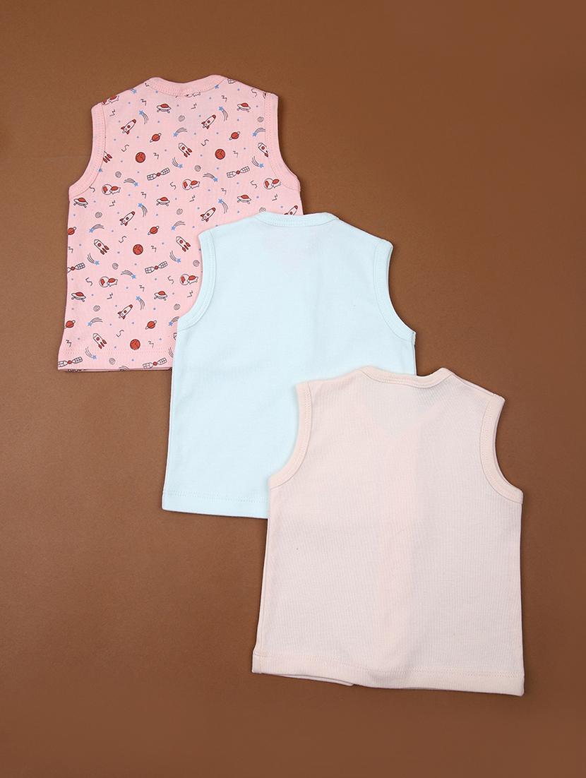 kids pack of 3 printed sleeveless t-shirt - 21923474 - Standard Image - 1