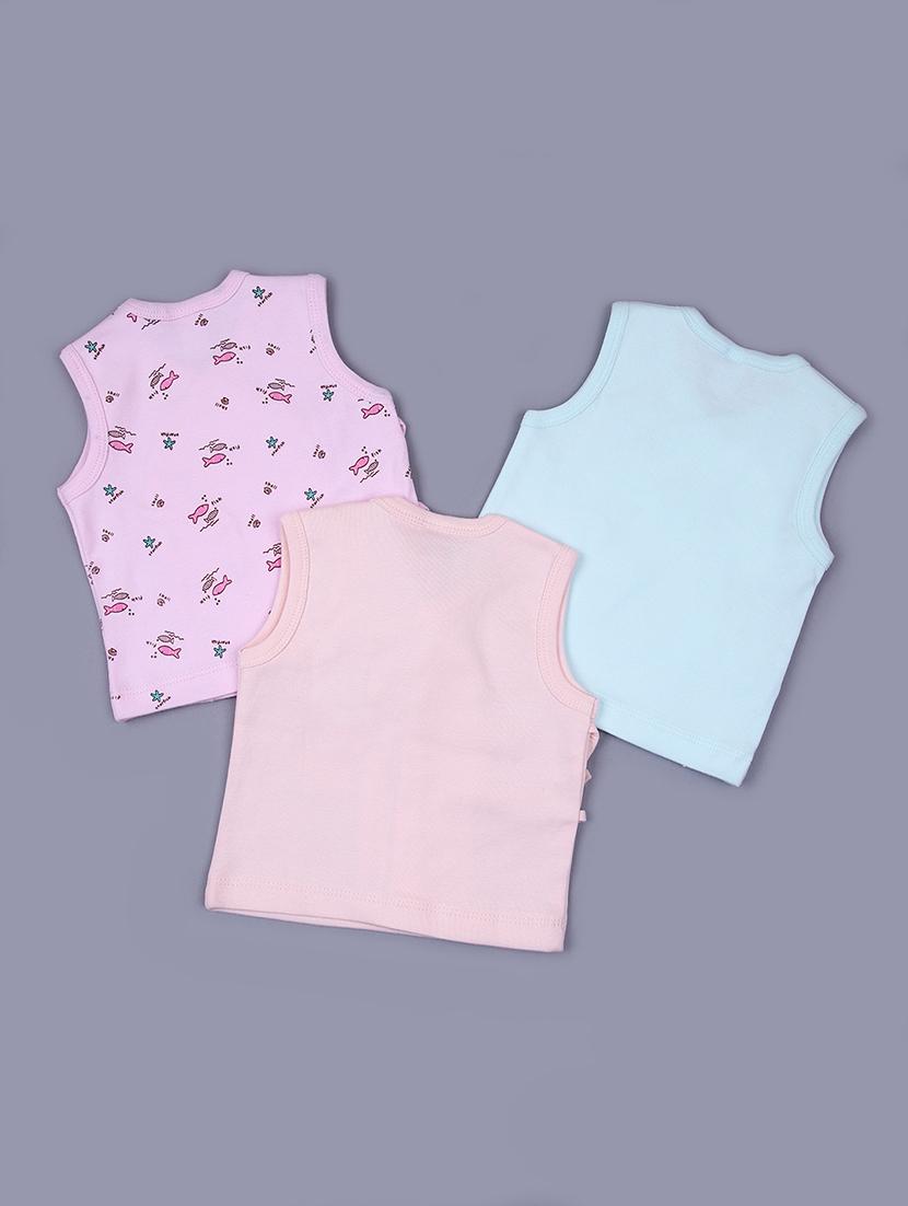 kids pack of 3 printed sleeveless t-shirt - 21923480 - Standard Image - 1