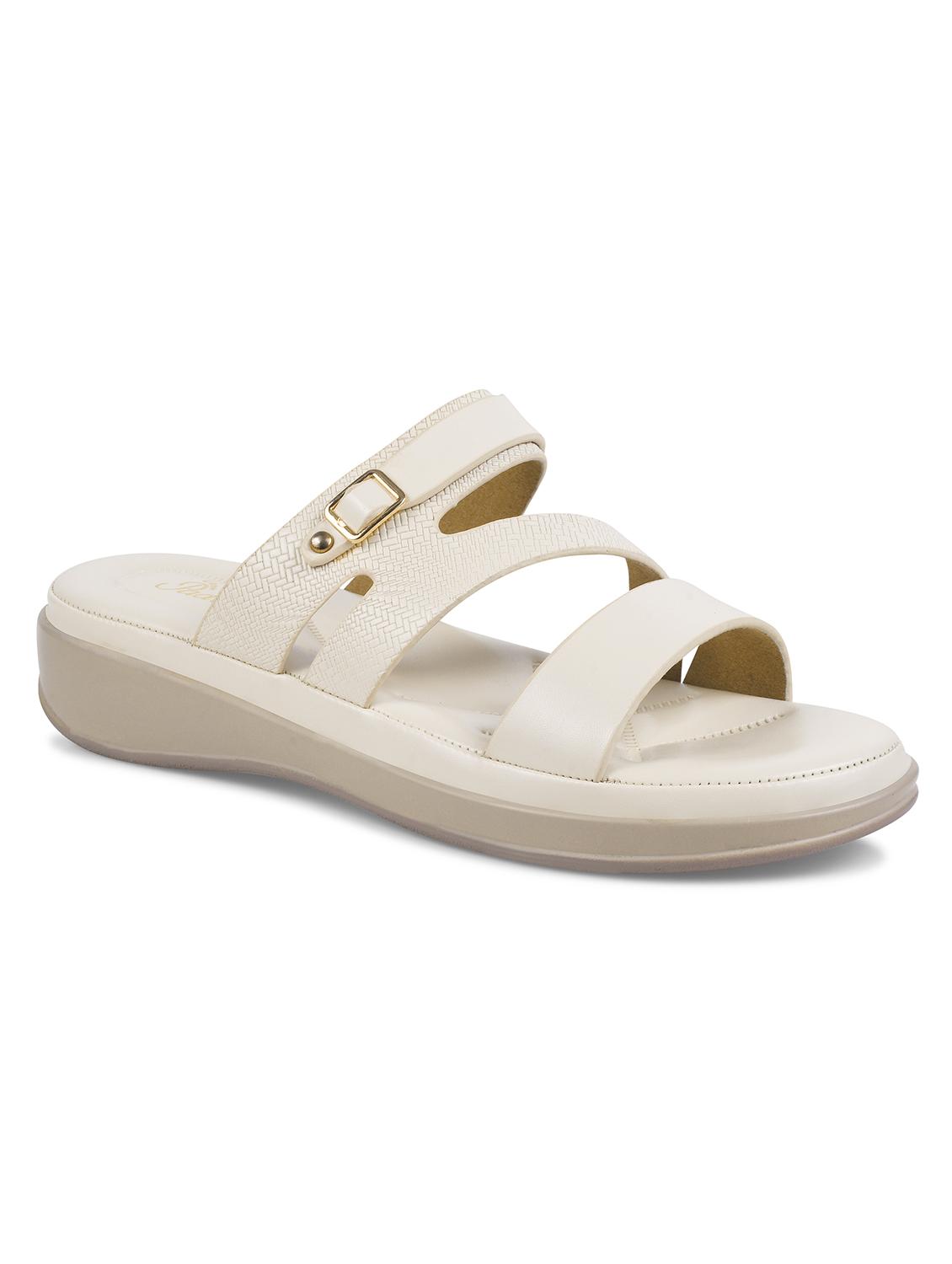 women cream slip on sandal - 21923600 -  Standard Image - 1