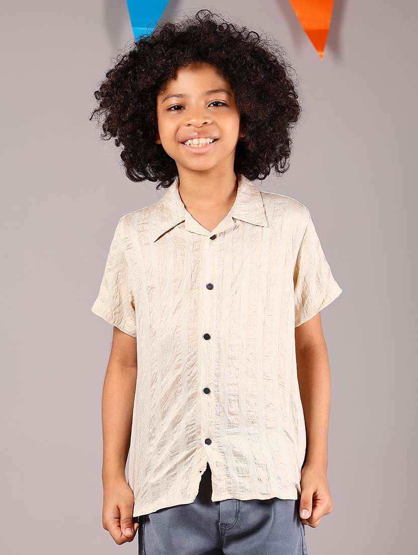 boys self design short sleeve casual shirt - 21923660 -  Standard Image - 1