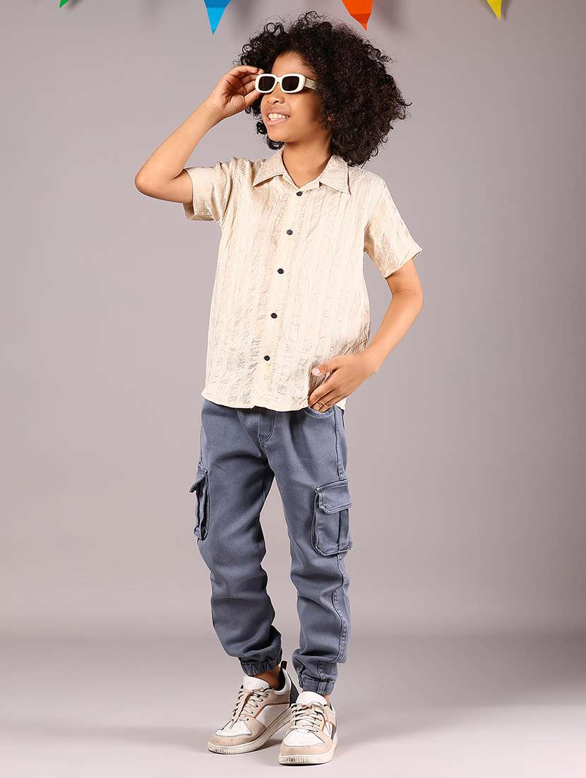 boys self design short sleeve casual shirt - 21923660 -  Standard Image - 4