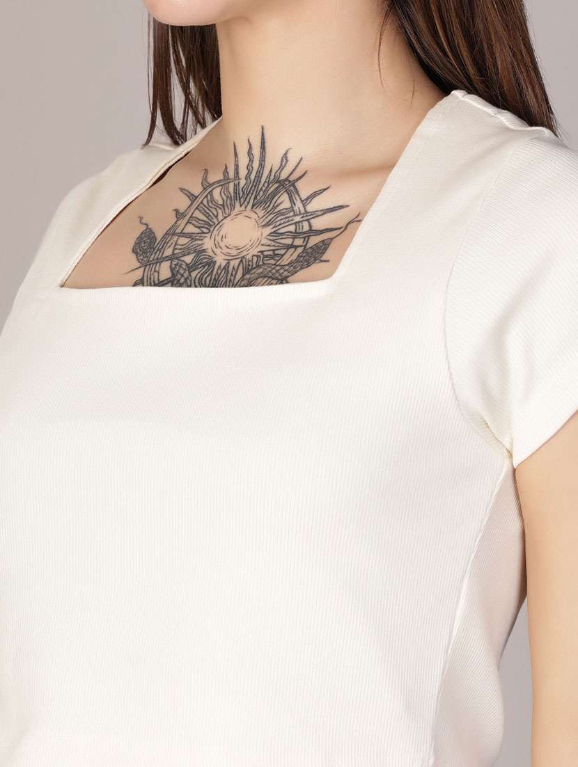 women solid short sleeve crop top - 21923802 -  Standard Image - 4