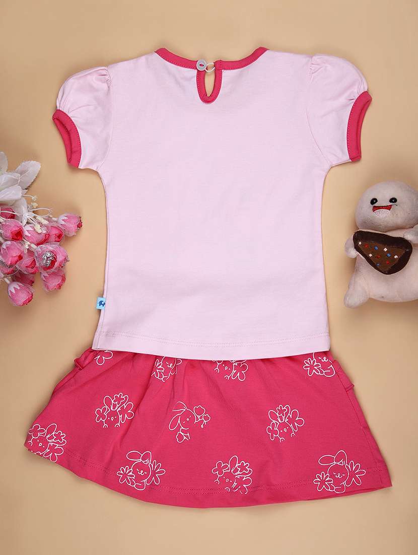 girls printed round neck skirt top top - 21923813 - Standard Image - 1