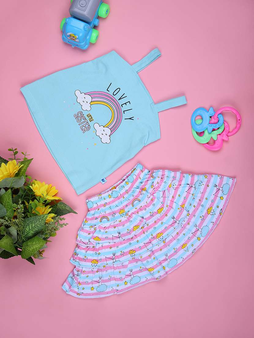 girls printed sleeveless skirt top set - 21923814 -  Standard Image - 1