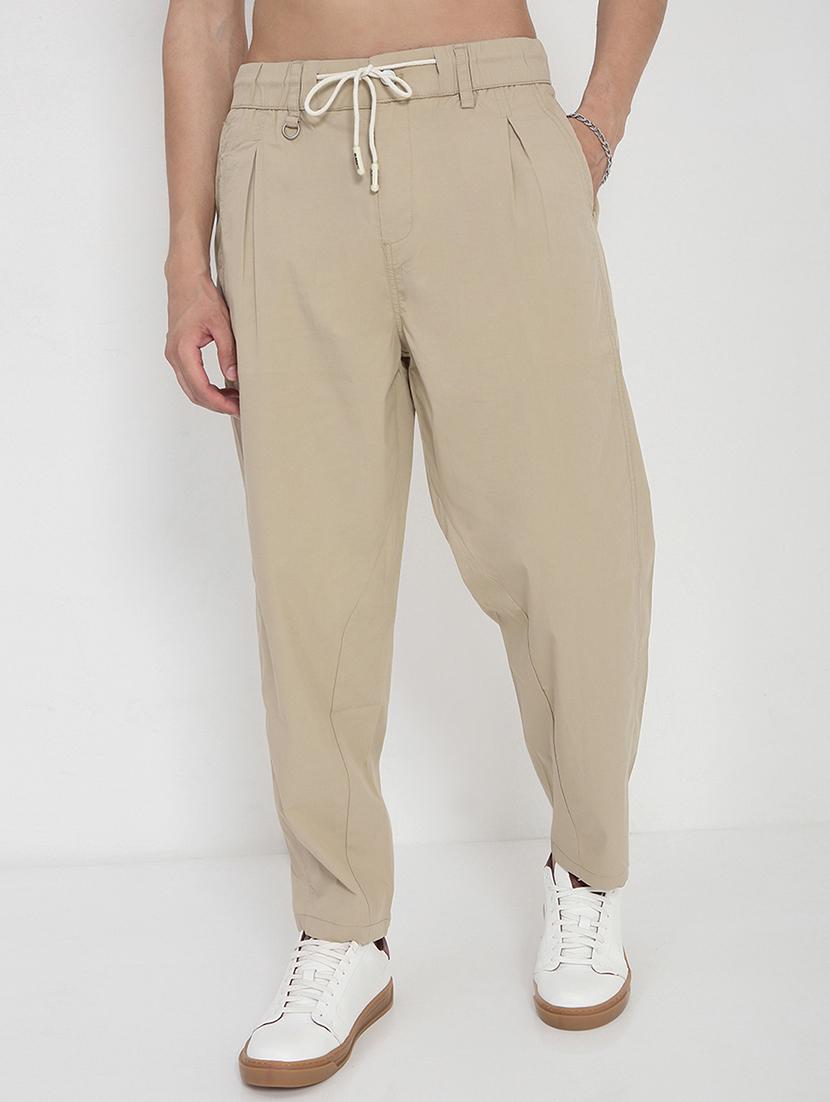 men solid mid rise regular fit casual trouser - 21923895 - Standard Image - 1