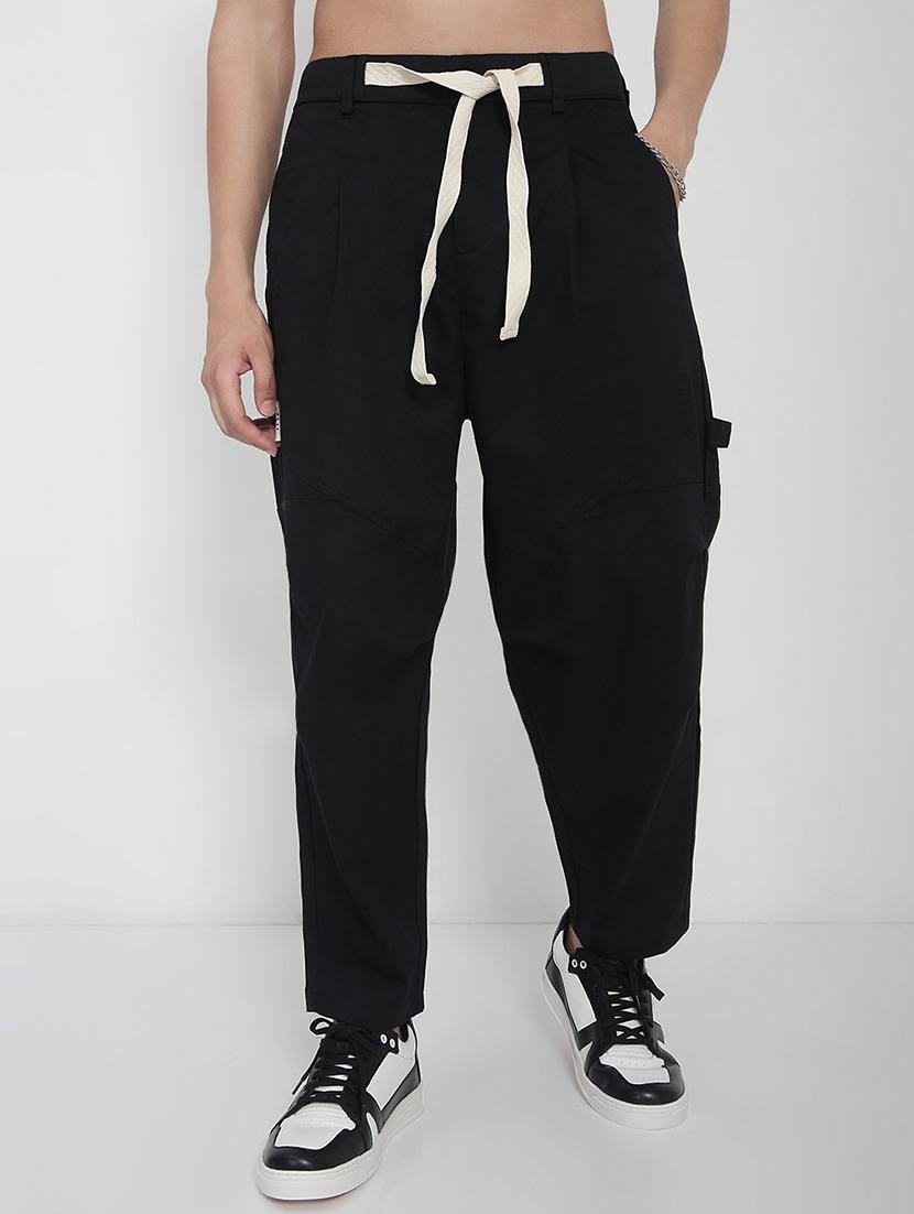 men solid mid rise regular fit casual trouser - 21923896 - Standard Image - 1