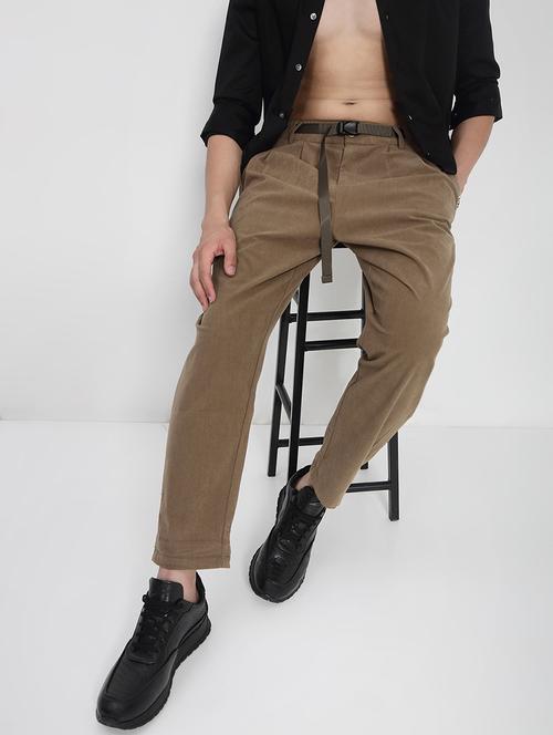 men solid mid rise regular fit casual trouser - 21923897 -  Standard Image - 0