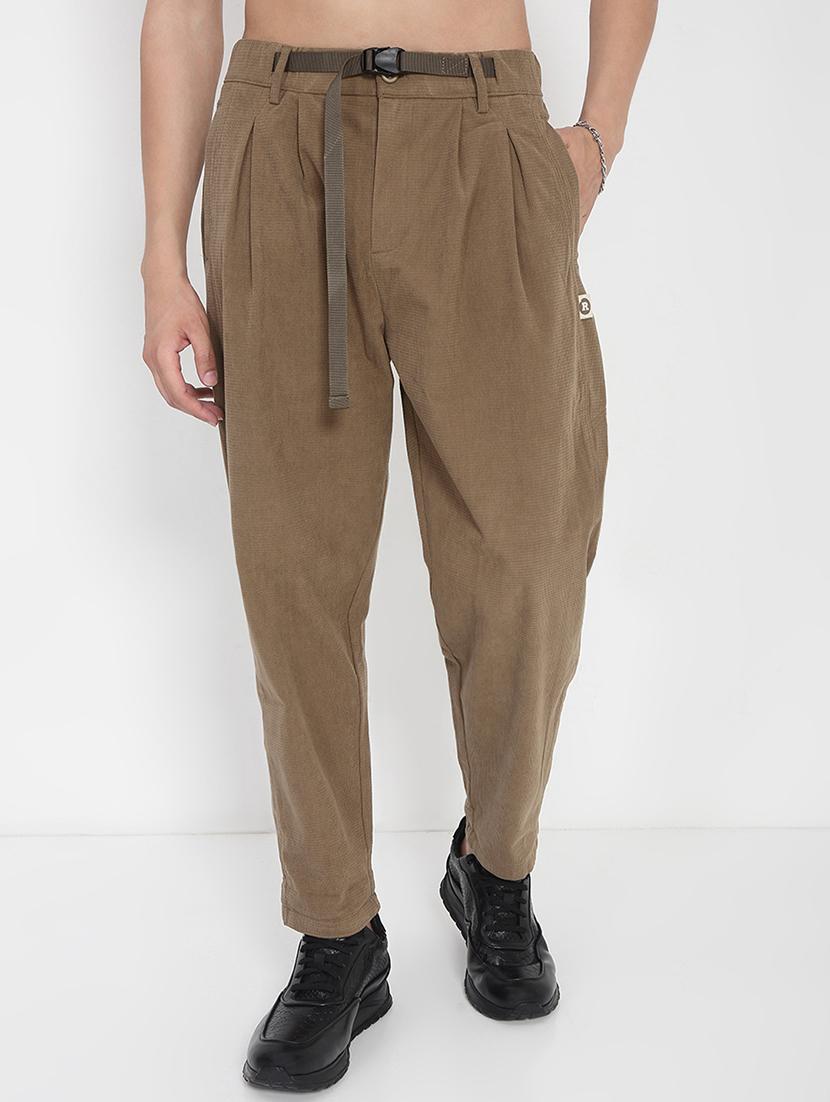 men solid mid rise regular fit casual trouser - 21923897 - Standard Image - 1