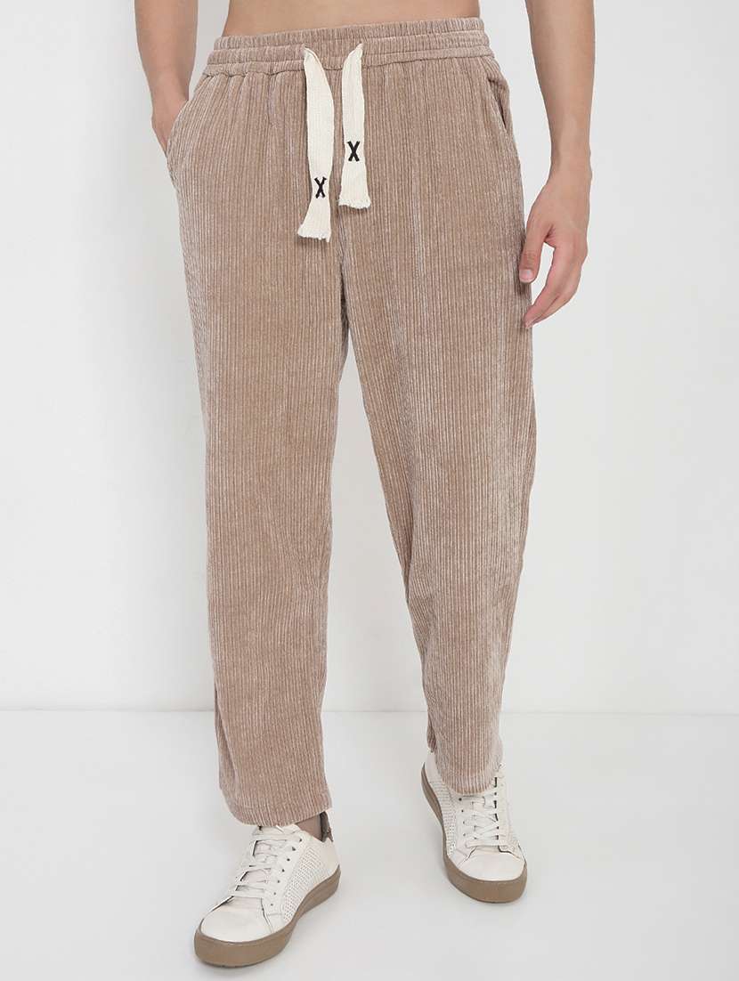 men solid mid rise regular fit corduory trouser - 21923899 - Standard Image - 1