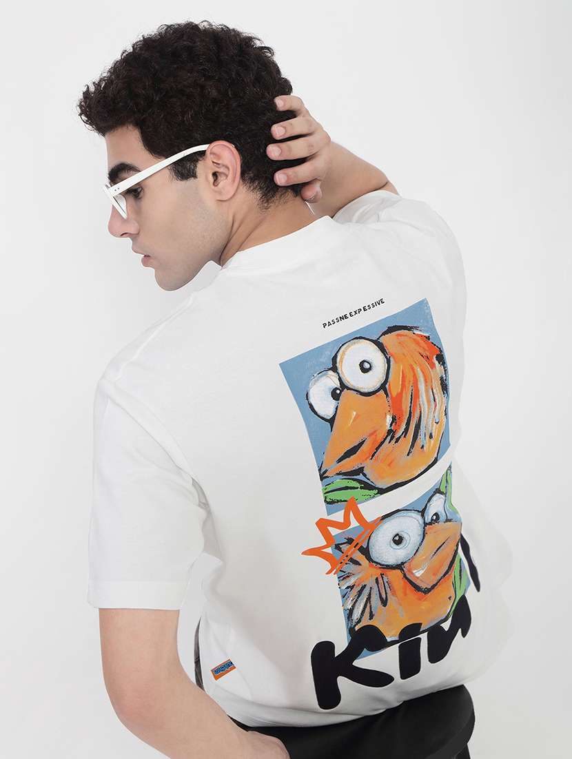 men printed short sleeves loose fit t-shirt