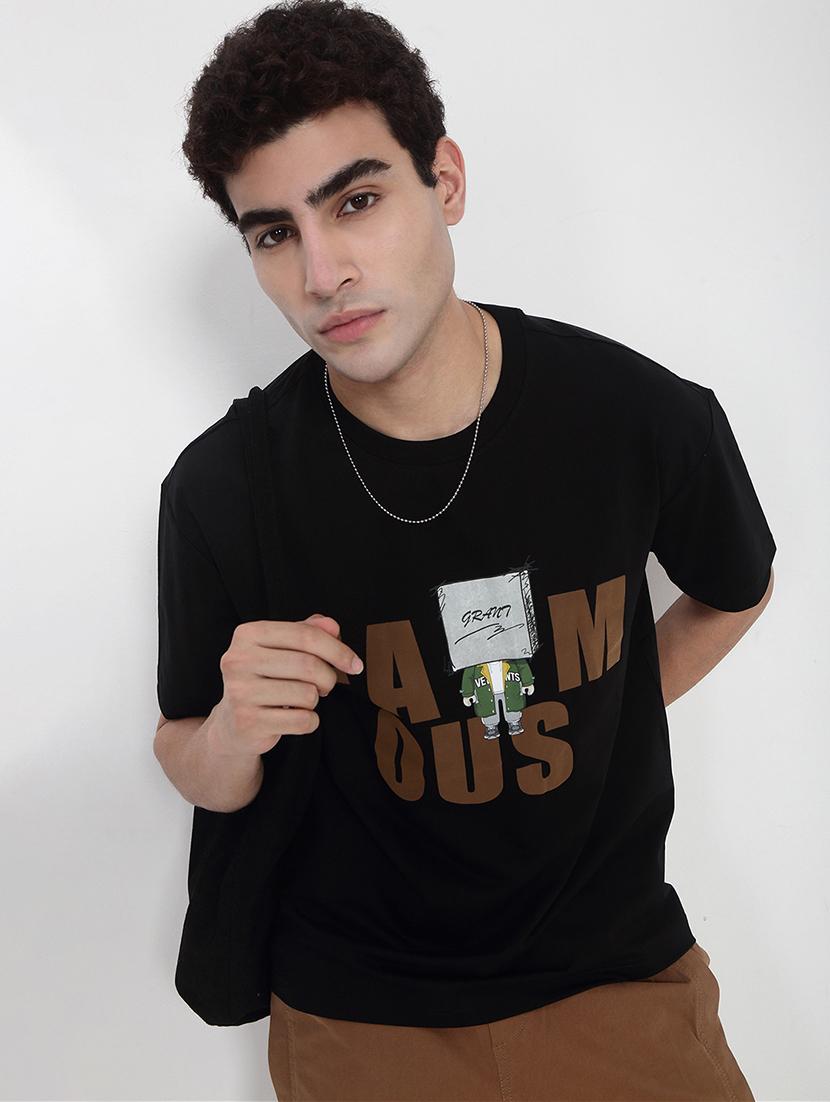men printed short sleeves loose fit t-shirt