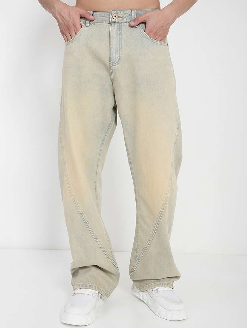 men solid mid rise baggy jean - 21923946 - Standard Image - 1