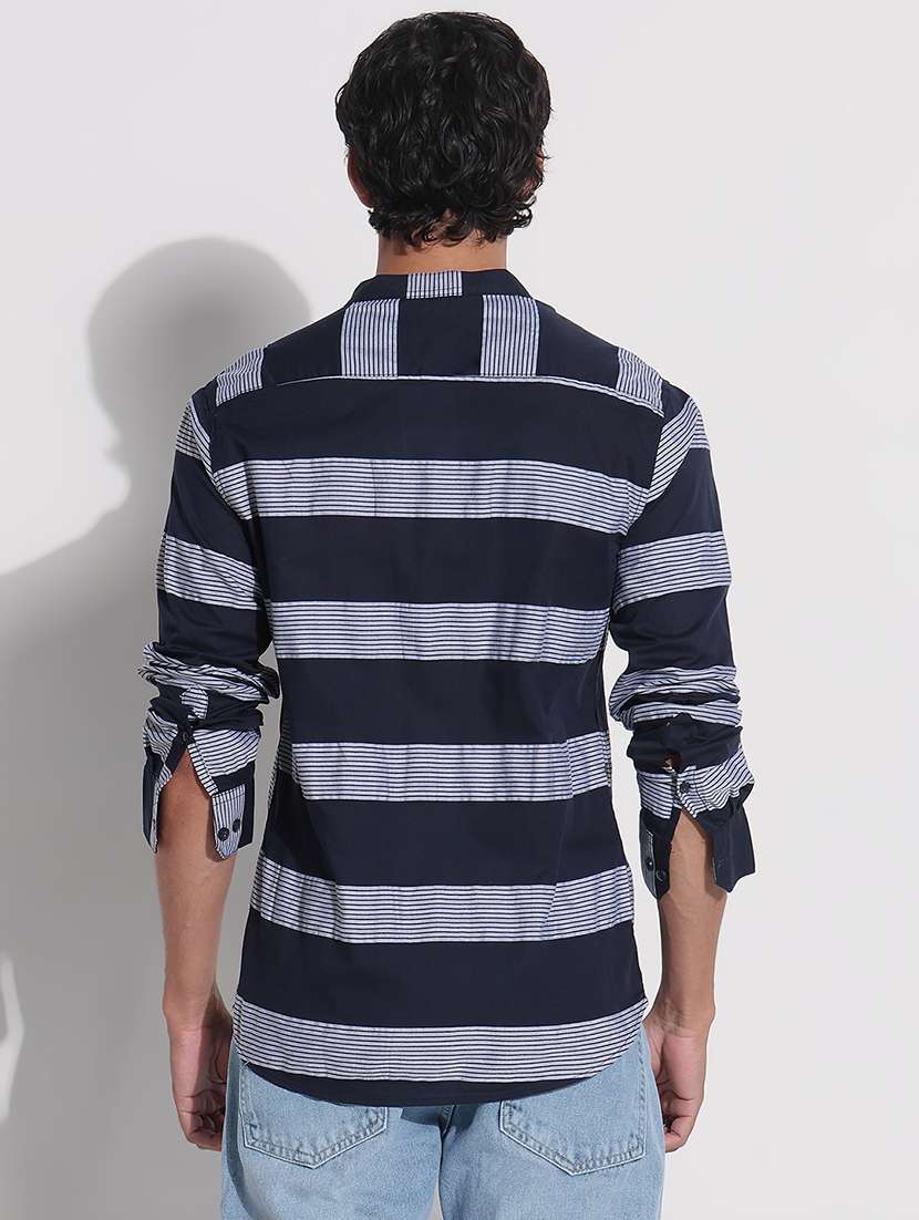 men printed mandarin neck long sleeve shirt - 21923962 -  Standard Image - 4