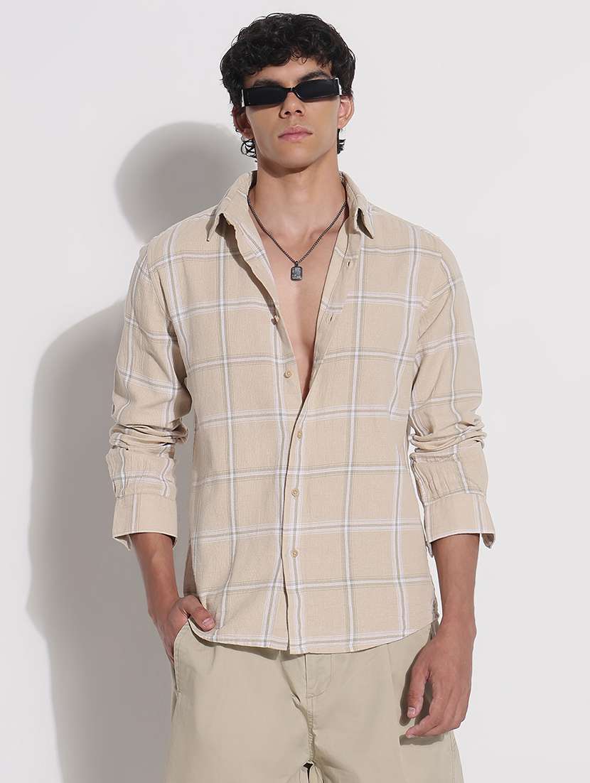 men checkered long sleeve regular fit casual shirt - 21923968 -  Standard Image - 1