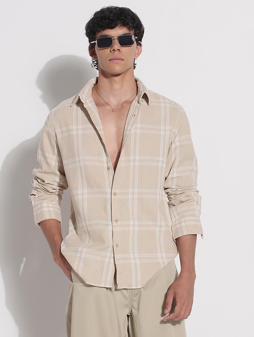 men checkered long sleeve regular fit casual shirt - 21923970 - Standard Image - 1