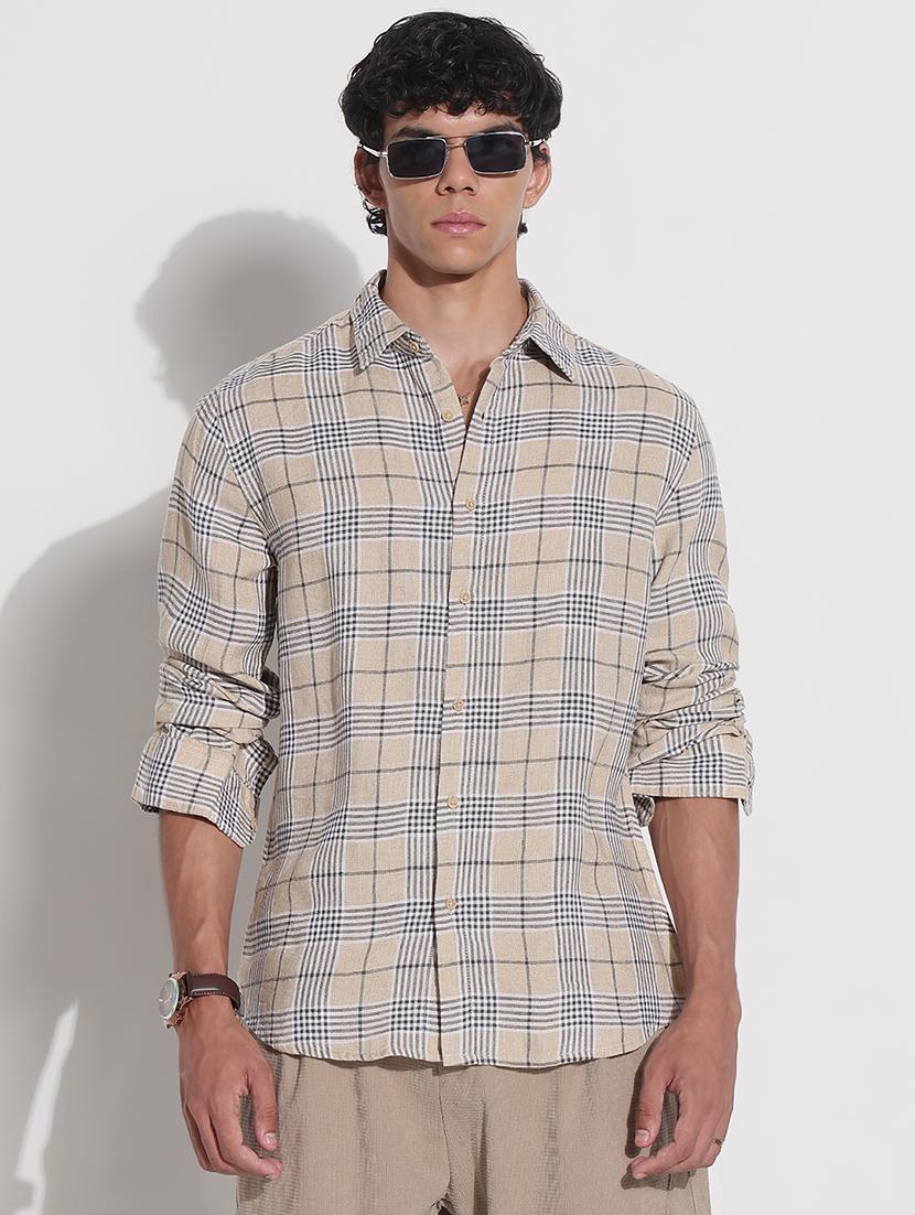men checkered long sleeve regular fit casual shirt - 21923974 - Standard Image - 1