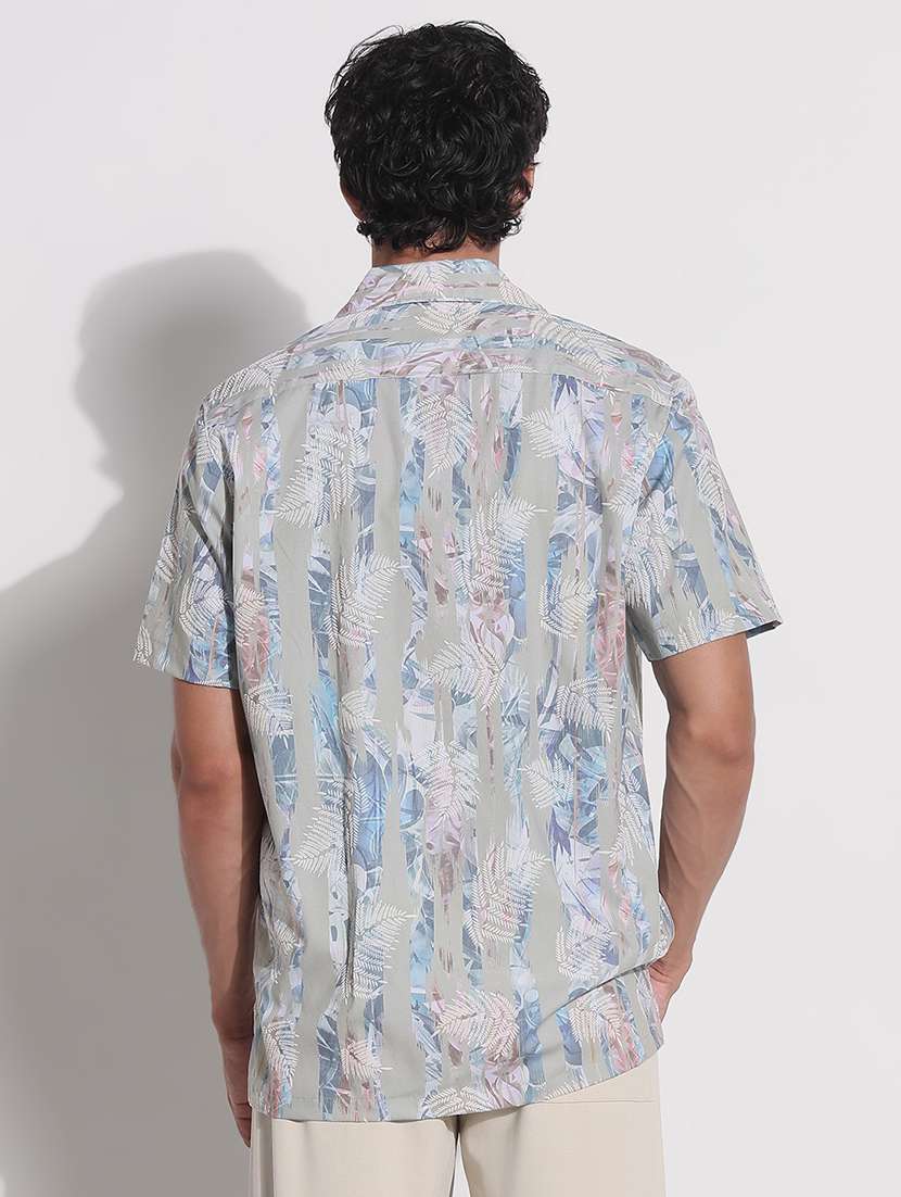 men printed cuban collar short sleeve loose fit shirt - 21923975 -  Standard Image - 4