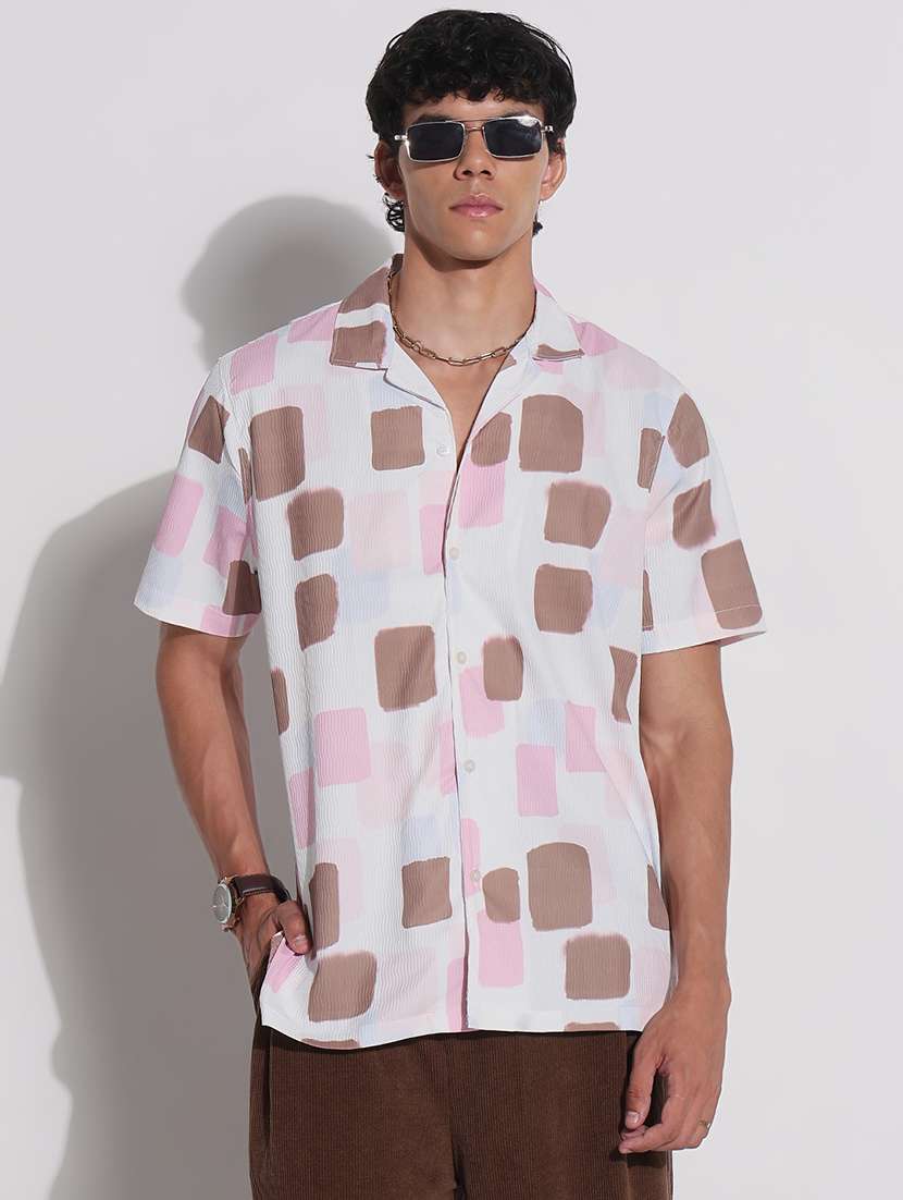 men printed cuban collar short sleeve loose fit shirt - 21923978 -  Standard Image - 1
