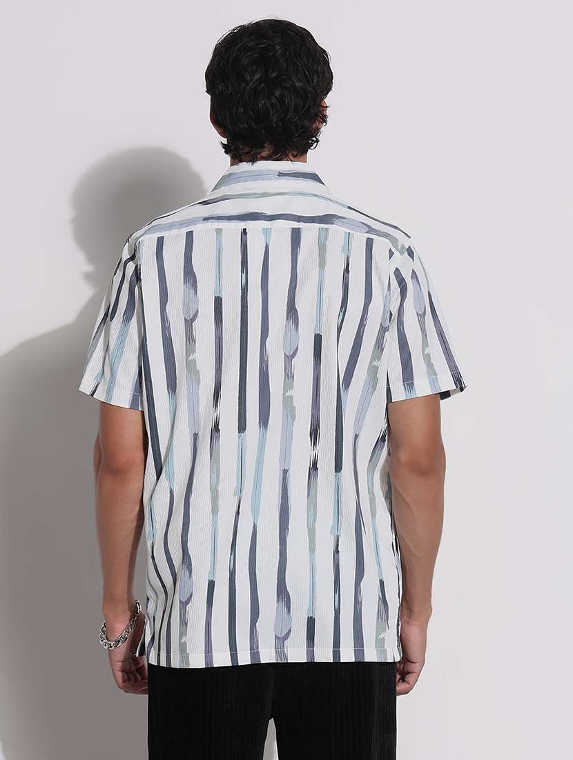 men printed cuban collar short sleeve loose fit shirt - 21923980 -  Standard Image - 4