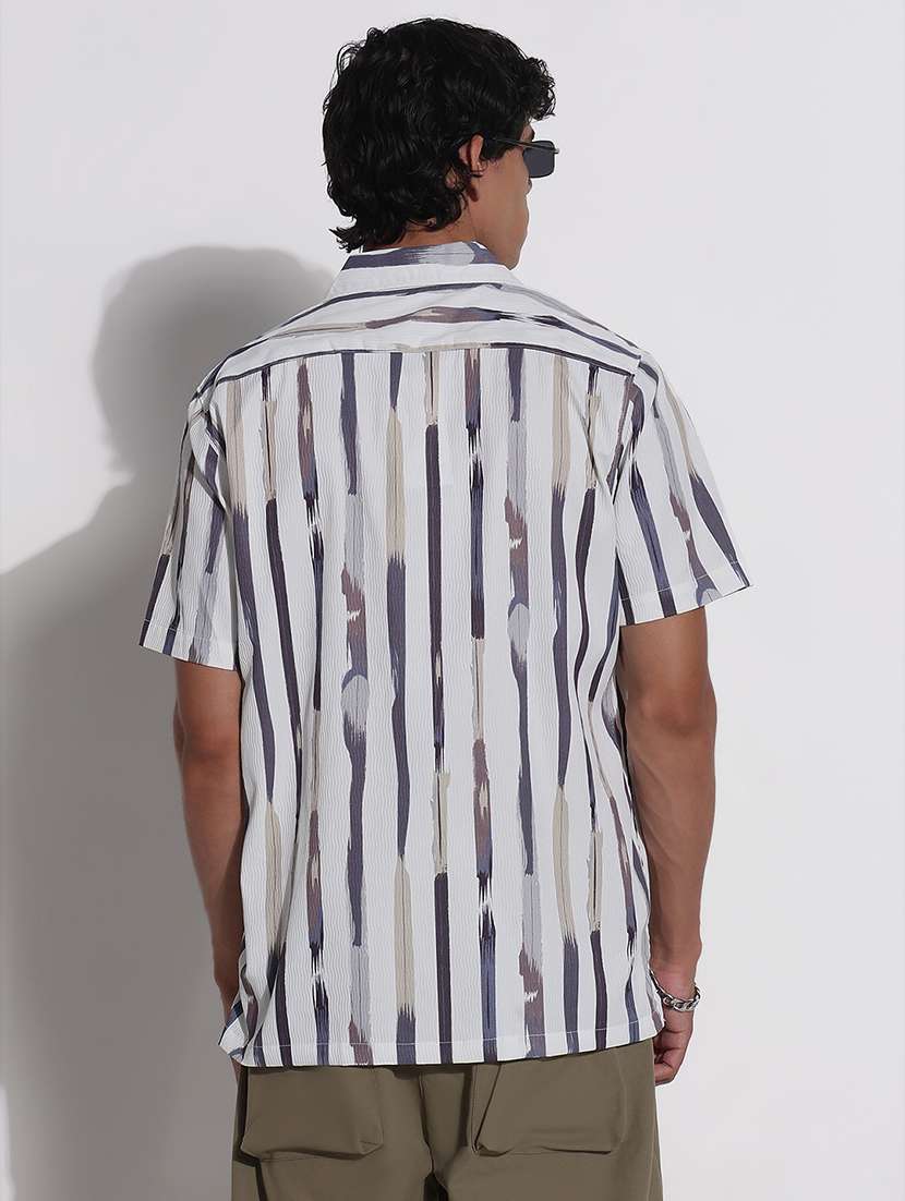 men printed cuban collar short sleeve loose fit shirt - 21923981 -  Standard Image - 4