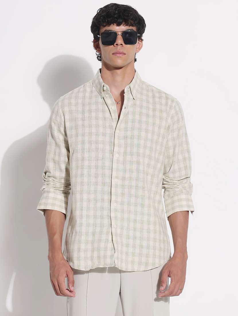 men checkered long sleeve regular fit casual shirt - 21923987 -  Standard Image - 1