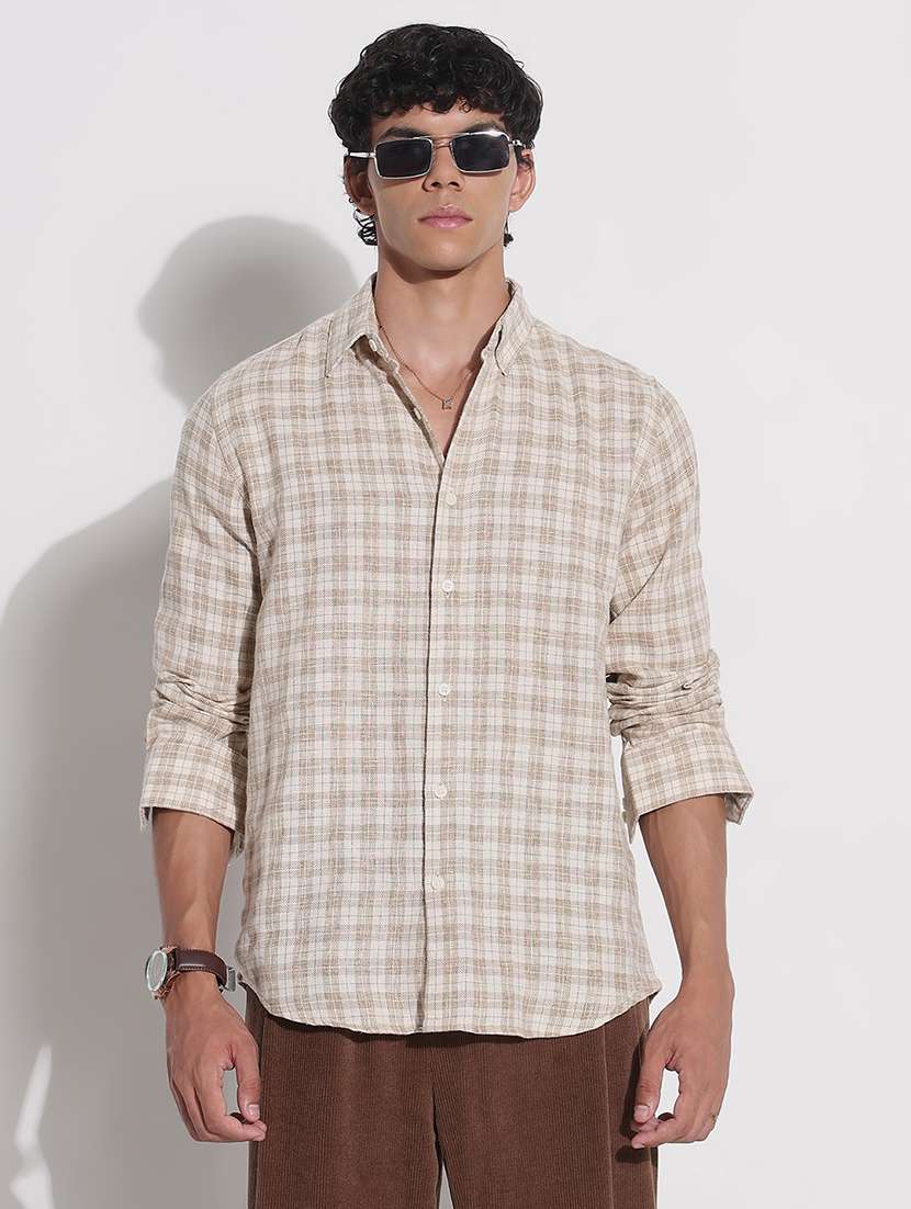 men checkered long sleeve regular fit casual shirt - 21923988 -  Standard Image - 1