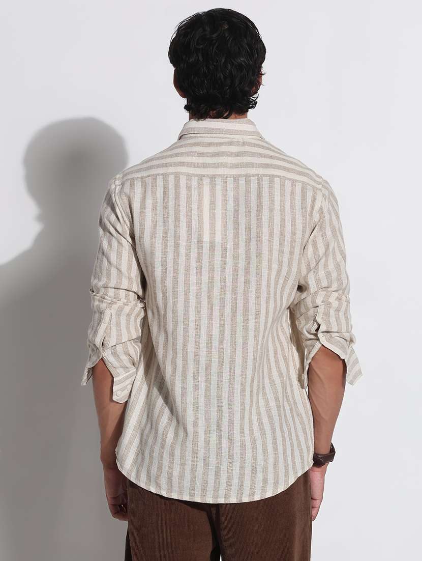 men striped long sleeve regular fit casual shirt - 21923991 -  Standard Image - 4