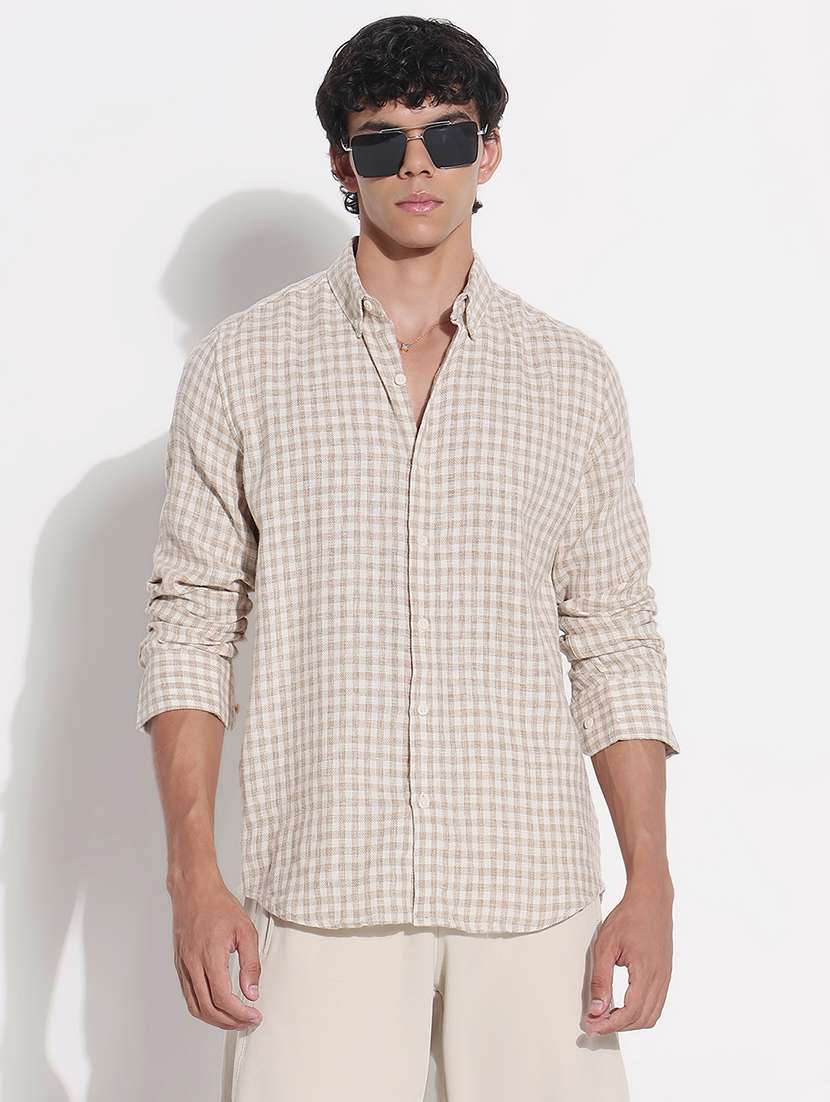 men checkered long sleeve regular fit casual shirt - 21923992 -  Standard Image - 1