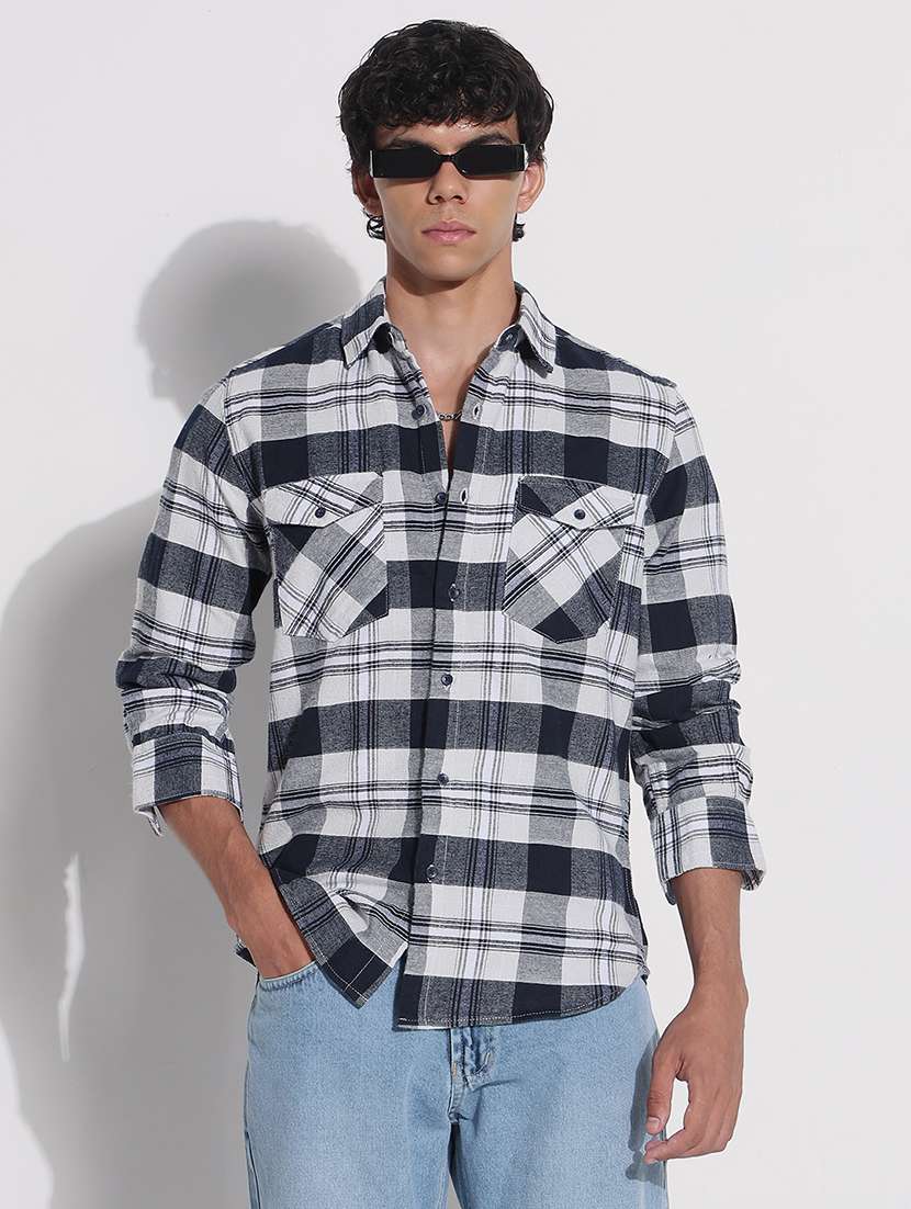 men checkered long sleeve regular fit casual shirt - 21923995 -  Standard Image - 1
