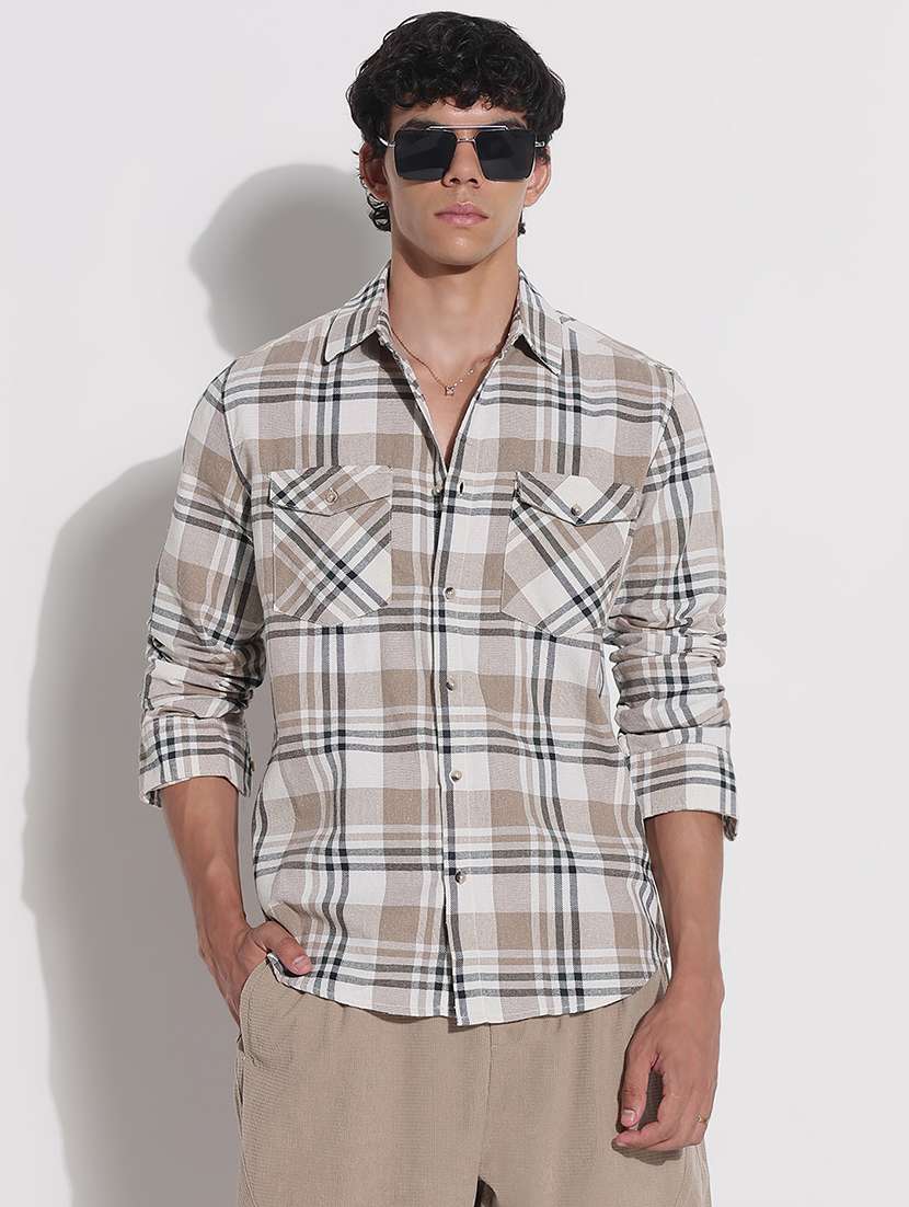 men checkered long sleeve regular fit casual shirt - 21923996 -  Standard Image - 1