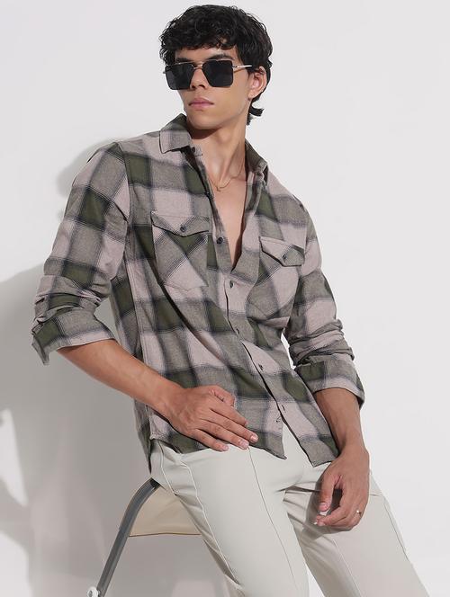 men checkered long sleeve regular fit casual shirt - 21923997 -  Standard Image - 0