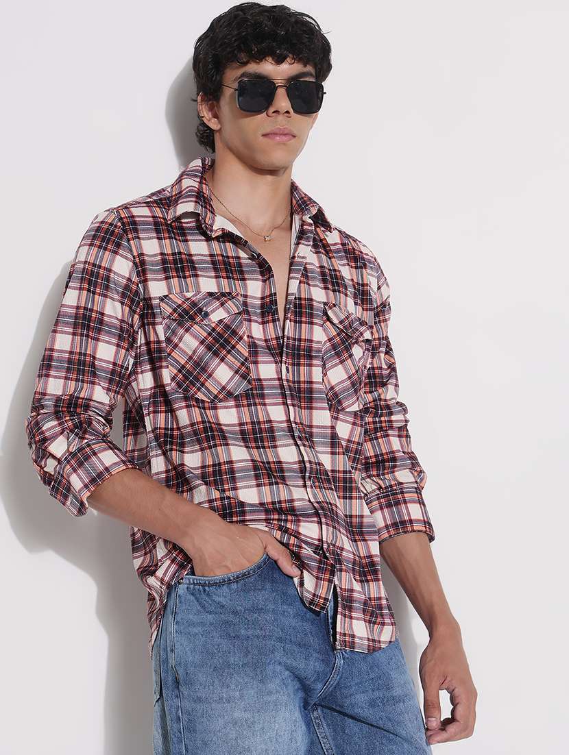 men checkered long sleeve regular fit casual shirt - 21923998 - Zoom Image - 0