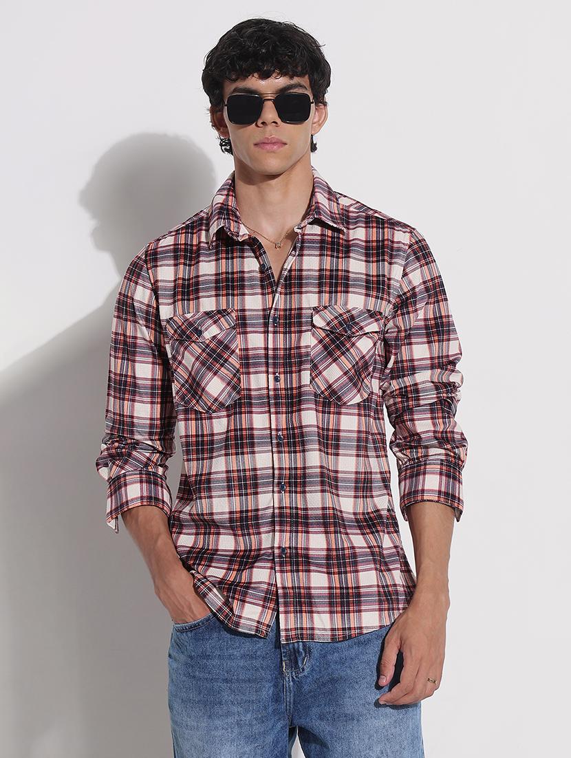 men checkered long sleeve regular fit casual shirt - 21923998 - Standard Image - 1
